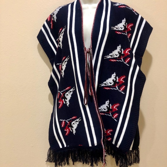 Vintage 70s Poncho Knit Boho Cape! - Picture 2 of 7